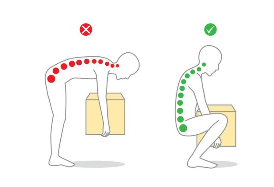 Modul greșit și corect de a ridica greutăți cu osteocondroză spinală